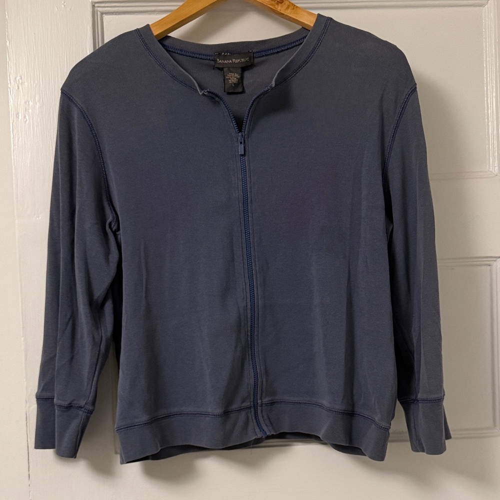 Banana Republic Slate Blue Zip-Up Sweater